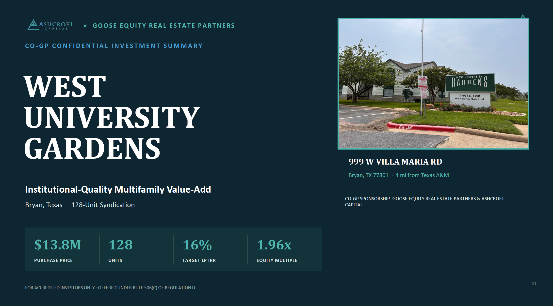 West University Gardens Investment Overview